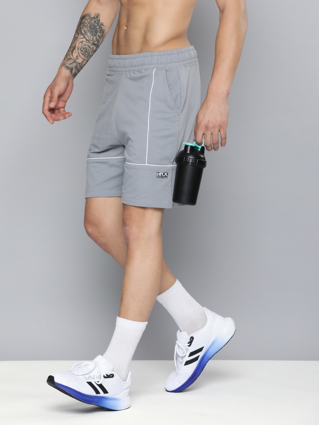 

HRX by Hrithik Roshan Men Pure Cotton Mid-Rise Sports Shorts, Grey