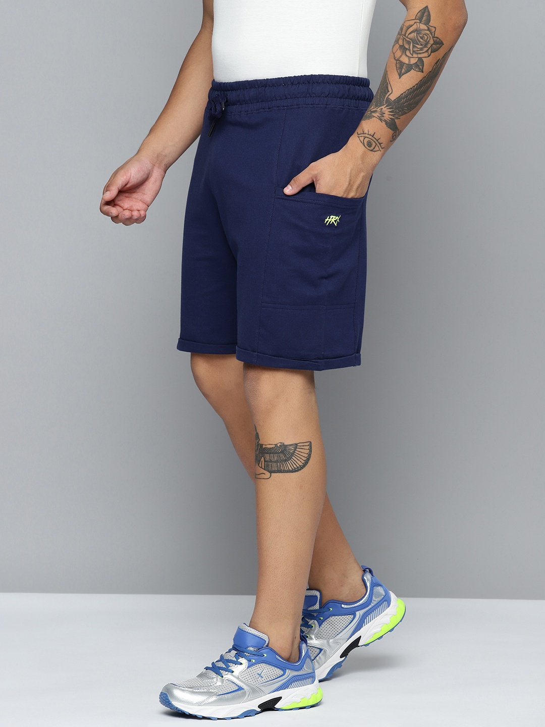 

HRX by Hrithik Roshan Men Pure Cotton Regular Fit Casual Shorts, Navy blue