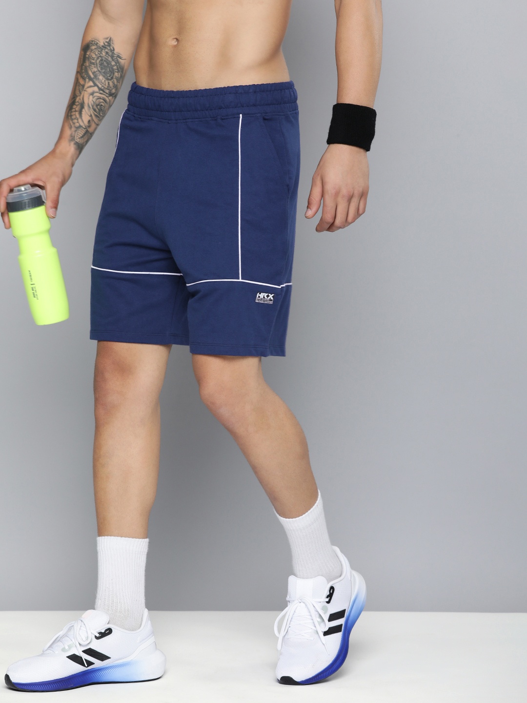 

HRX by Hrithik Roshan Men Pure Cotton Mid-Rise Sports Shorts, Navy blue