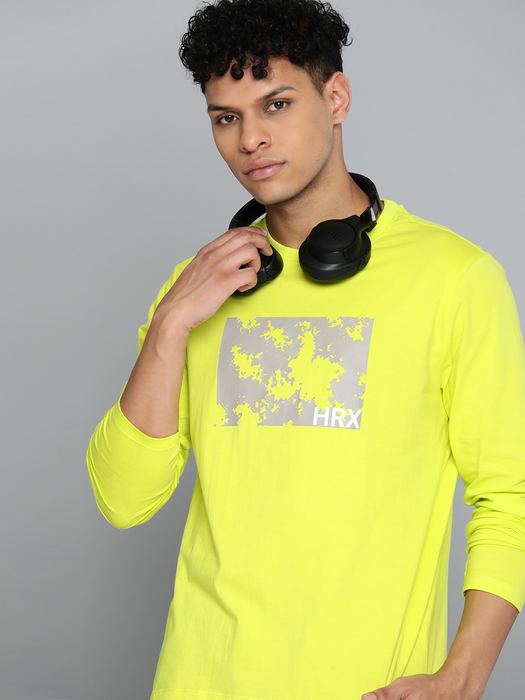 

HRX by Hrithik Roshan Printed Pure Cotton T-shirt, Lime green