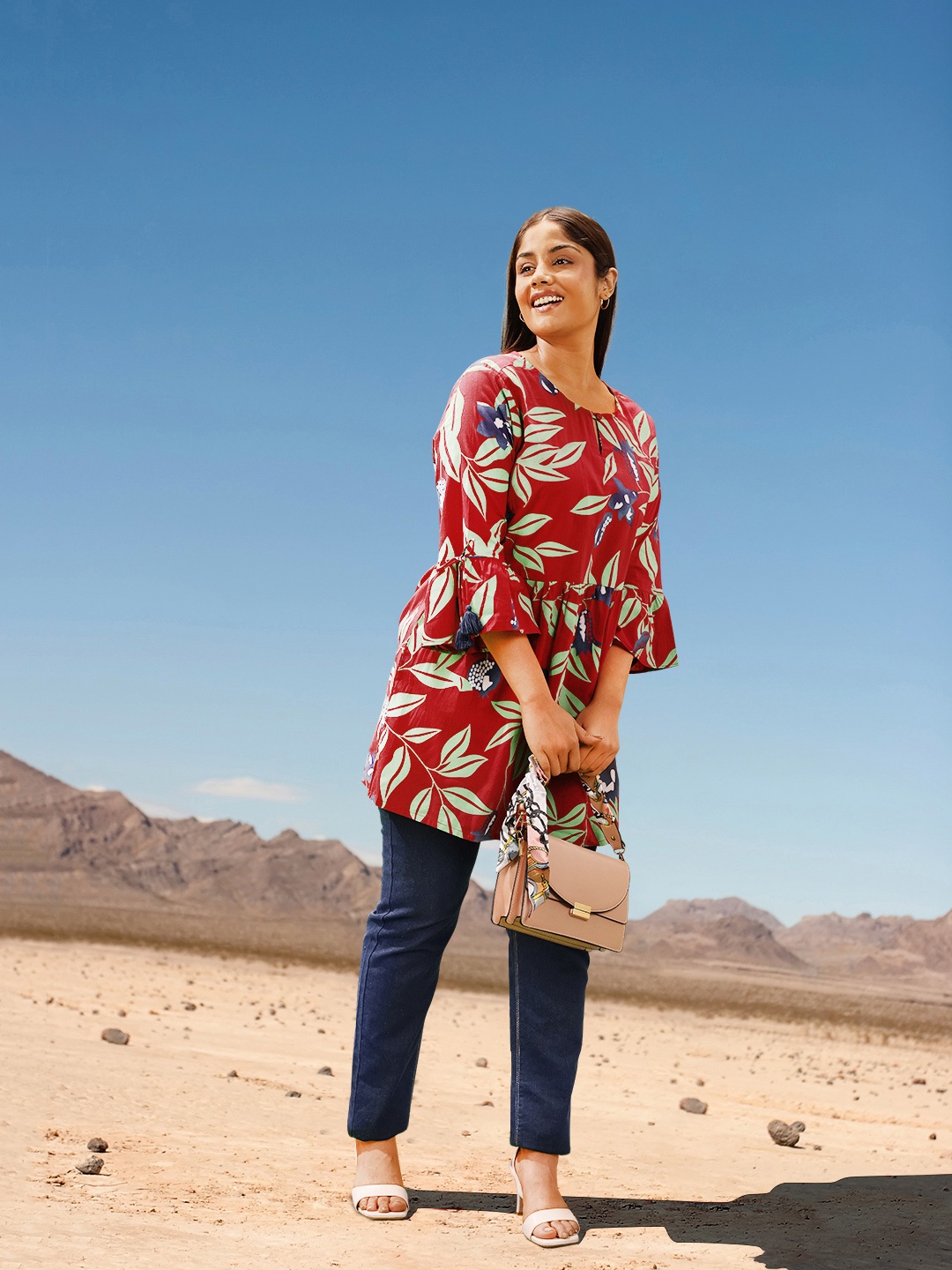 

Sztori Plus Size Floral Printed Kurti, Maroon