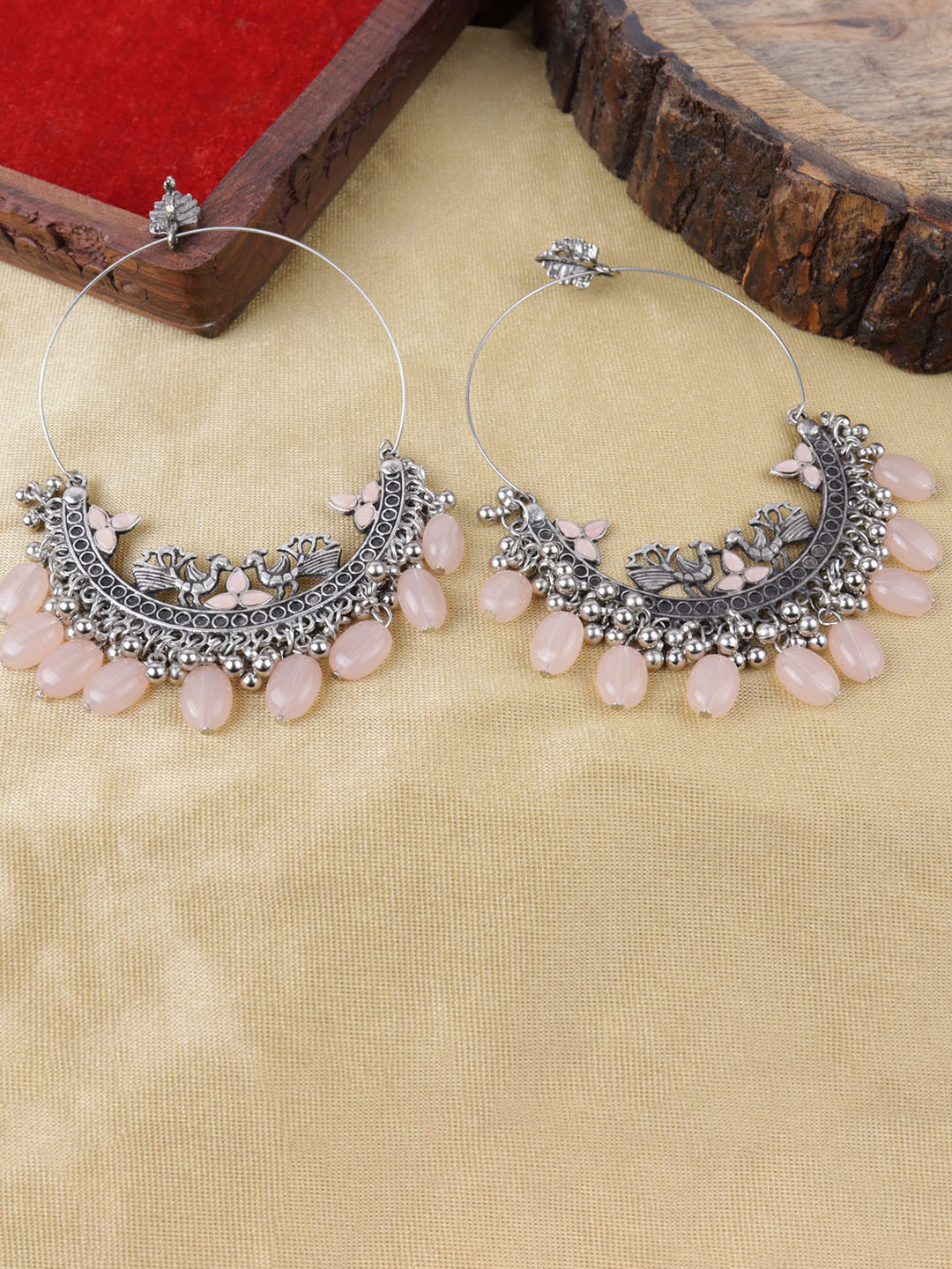 

VAGHBHATT Circular Chandbalis Earrings, Pink