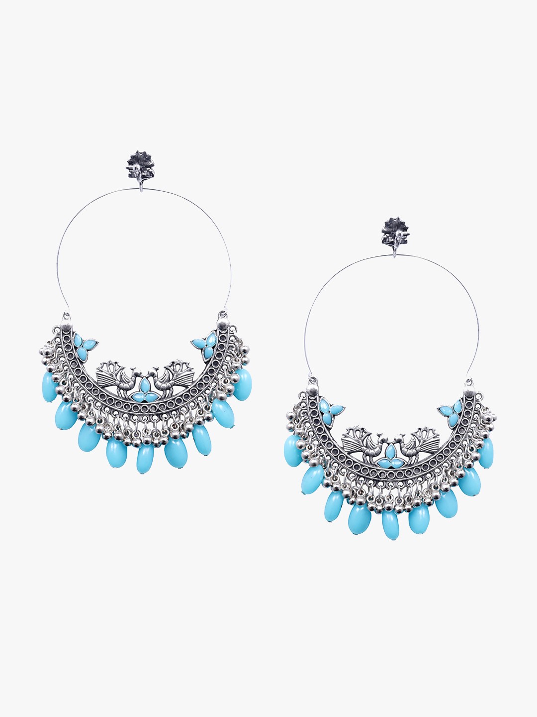 

VAGHBHATT Oxidised Circular Drop Earrings, Blue