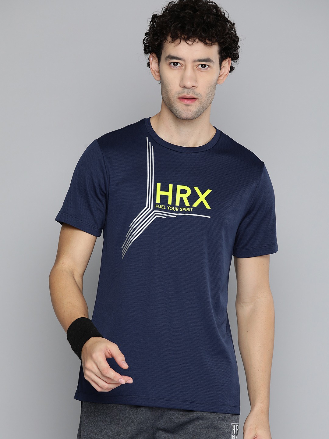 

HRX by Hrithik Roshan Brand Logo Printed T-shirt, Navy blue