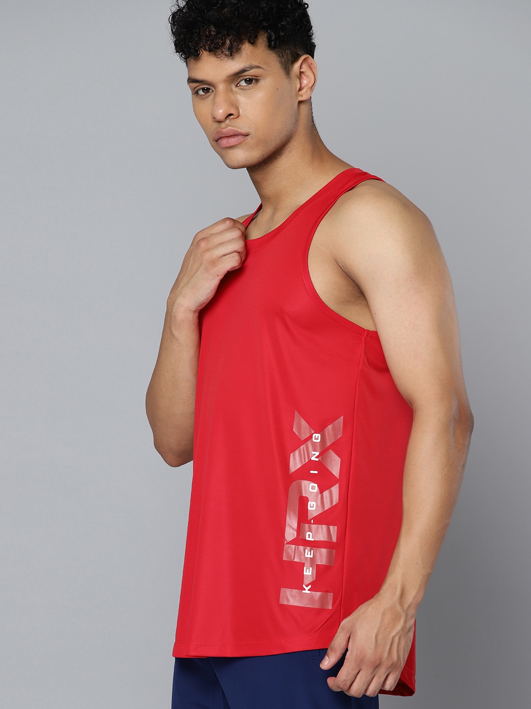 

HRX by Hrithik Roshan Rapid-Dry Brand Logo Printed Sleeveless Training T-shirt, Red