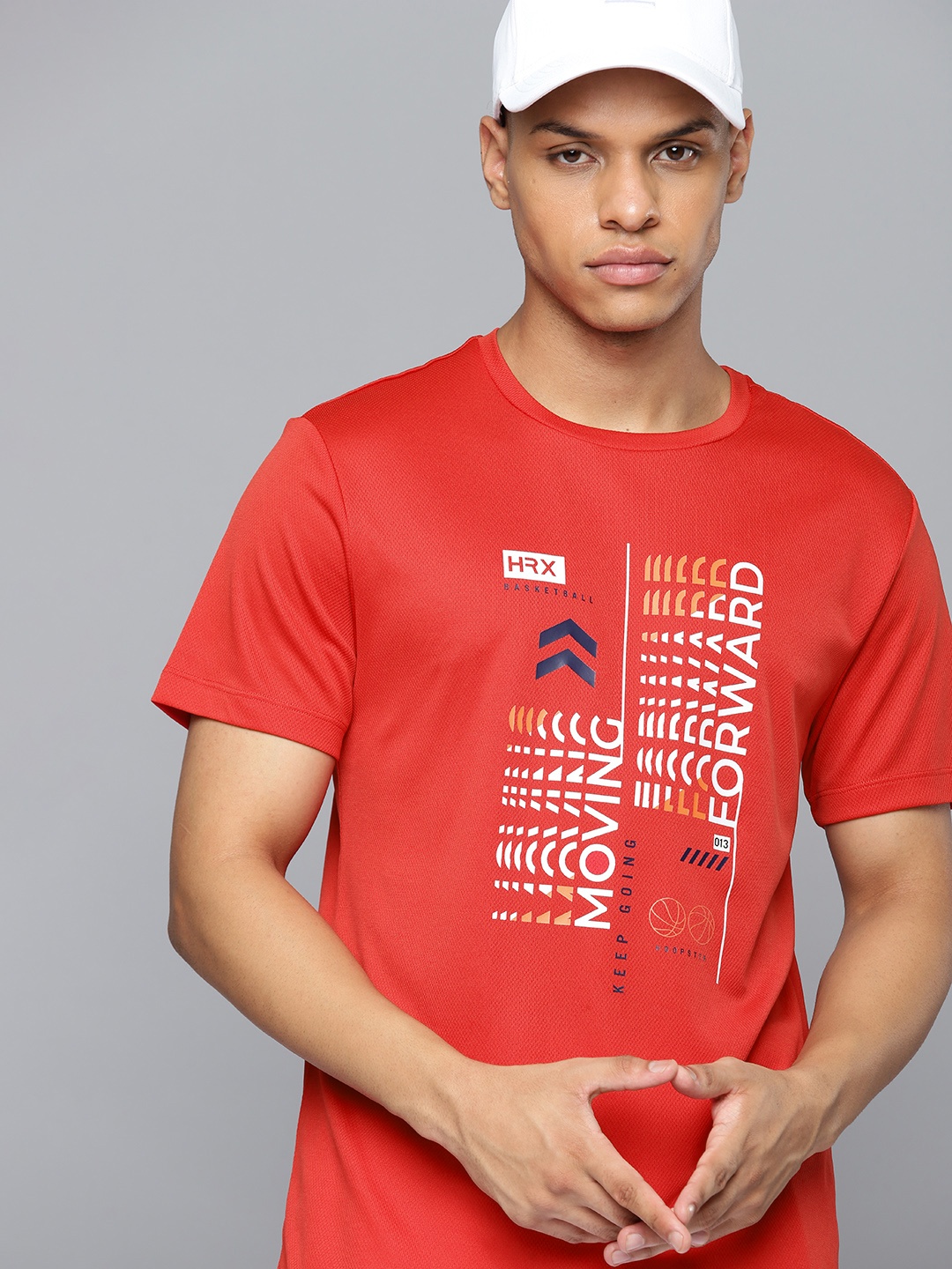 

HRX by Hrithik Roshan Typography Printed Rapid-Dry Basketball T-shirt, Red