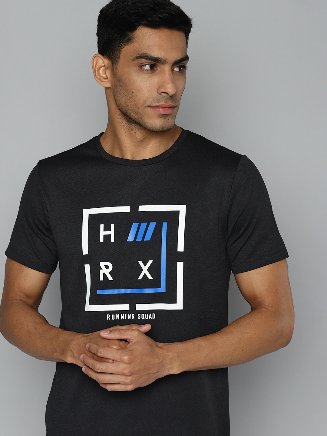 

HRX by Hrithik Roshan Men Brand Logo Printed Running T-shirt, Navy blue