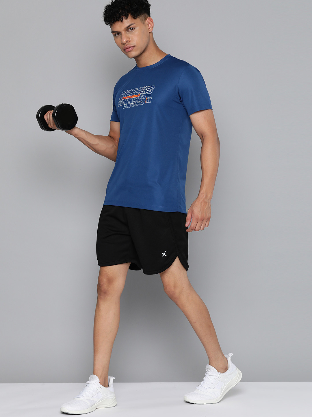 

HRX by Hrithik Roshan Men Typography Printed Rapid-Dry Training T-shirt, Navy blue