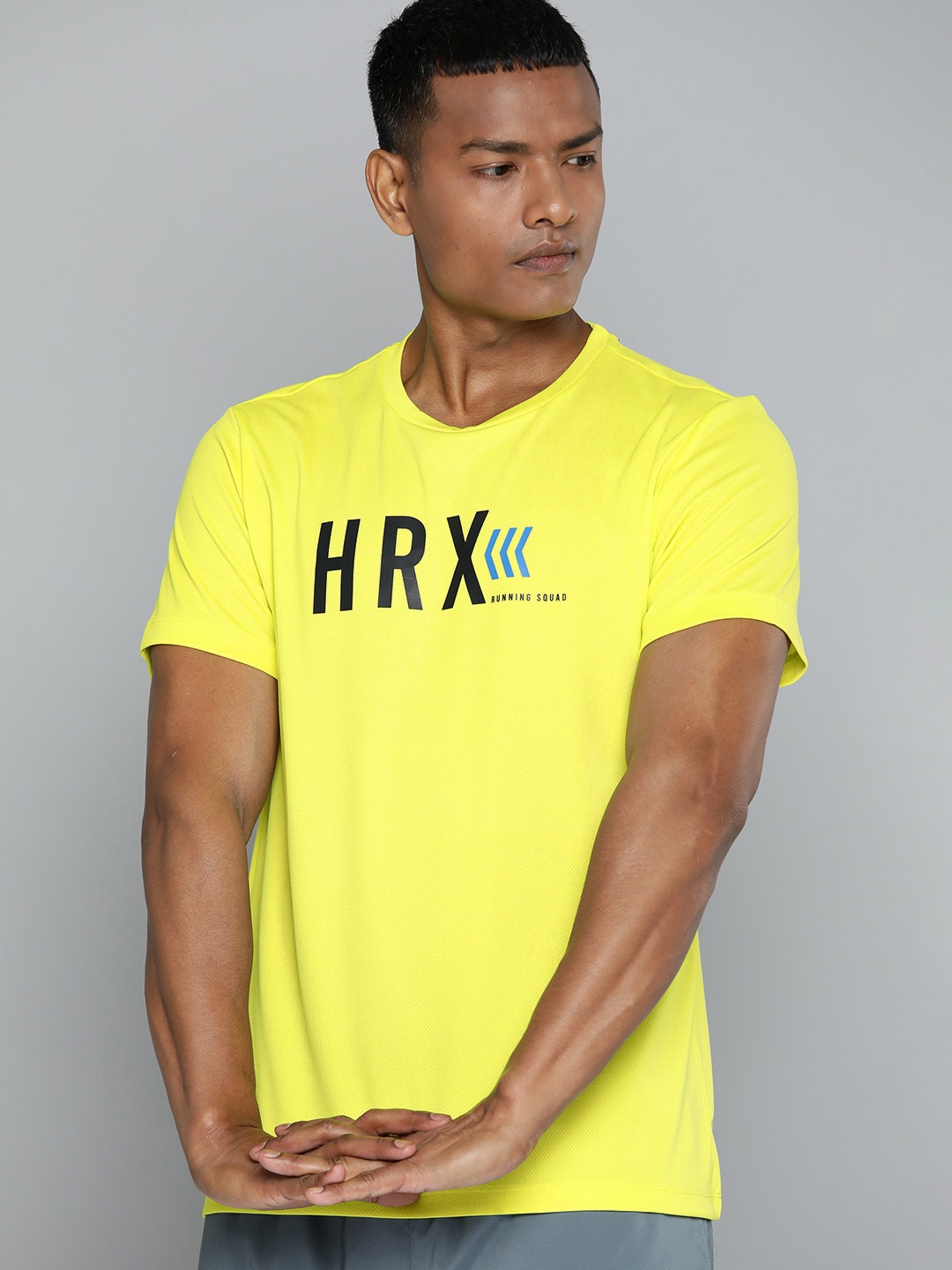 

HRX by Hrithik Roshan Printed Rapid-Dry Running T-shirt with Reflective Detail, Yellow