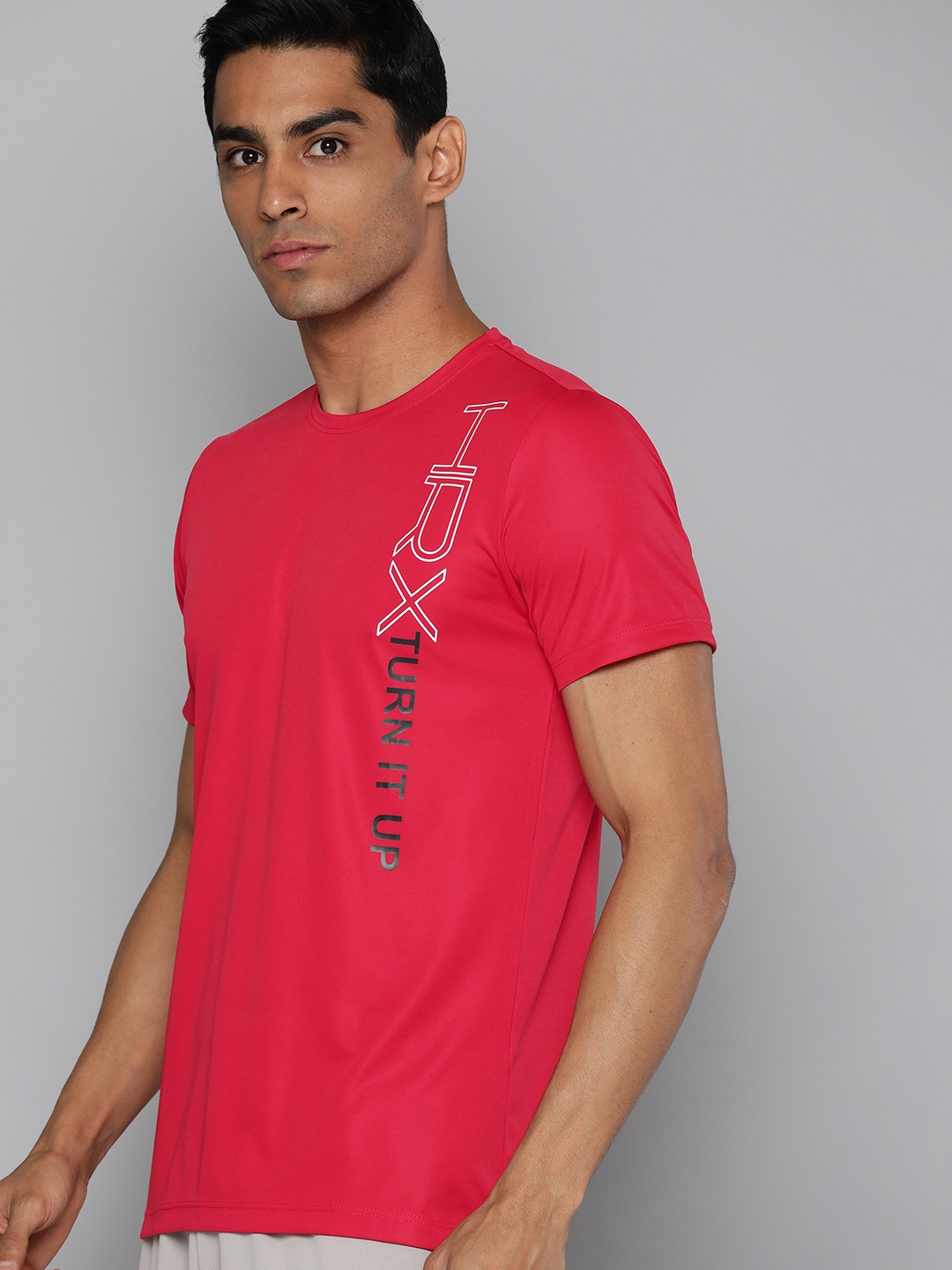 

HRX by Hrithik Roshan Antimicrobial Finish Rapid-Dry Brand Logo Printed Training T-shirt, Red