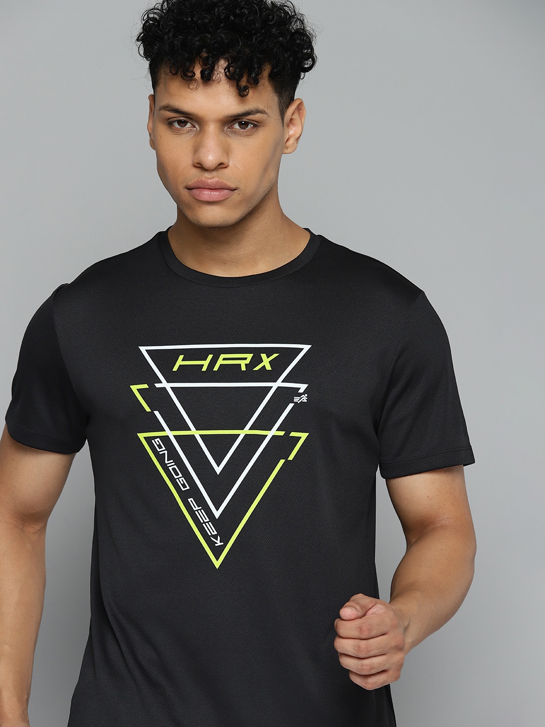 

HRX by Hrithik Roshan Men Brand Logo Printed Running T-shirt, Black