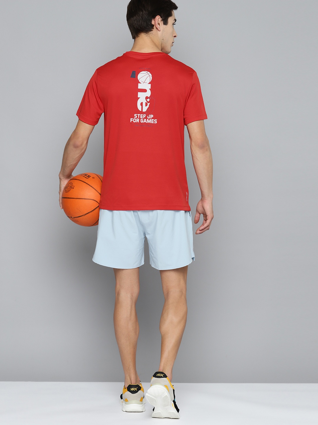 

HRX by Hrithik Roshan Printed Rapid-Dry Basketball T-Shirt, Red