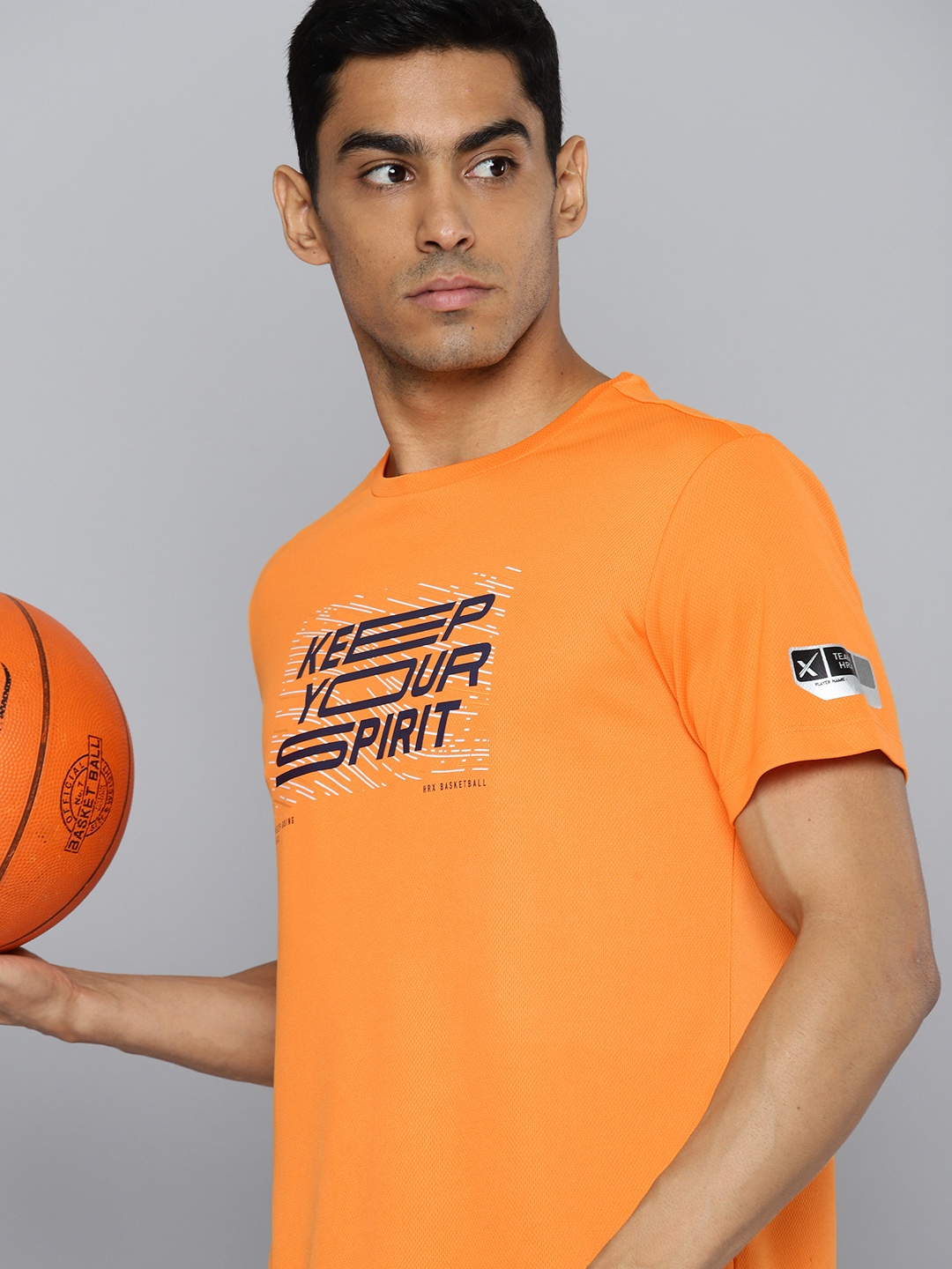 

HRX by Hrithik Roshan Men Basketball Typography Printed T-shirt, Orange