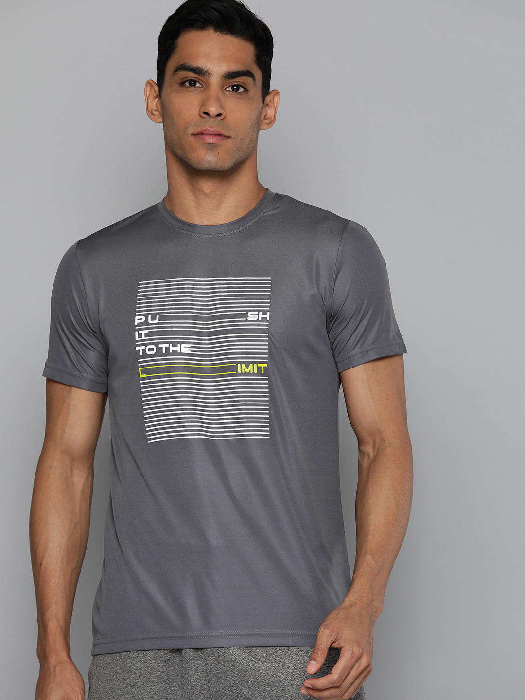 

HRX by Hrithik Roshan Rapid-Dry Typography Printed Training T-shirt, Grey
