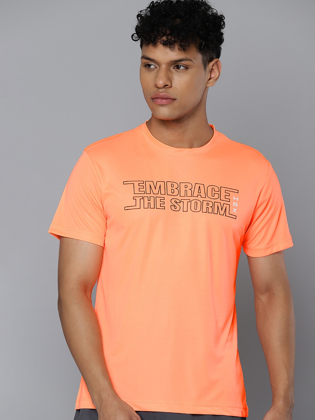 

HRX by Hrithik Roshan Rapid-Dry Printed Training T-shirt, Orange