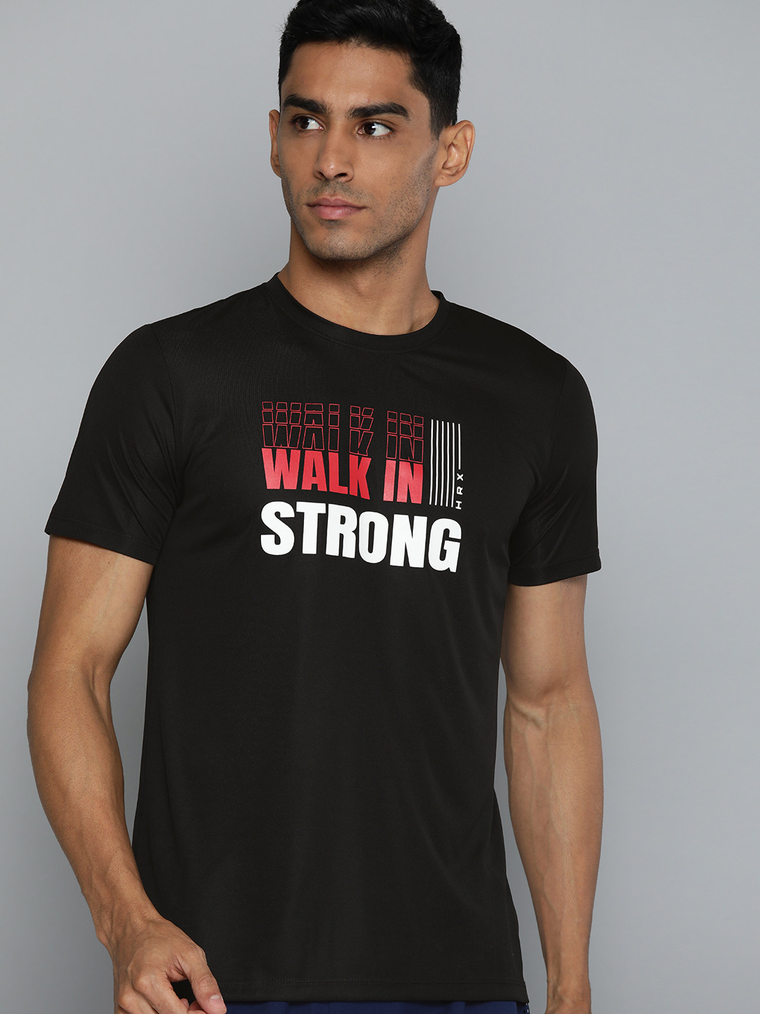

HRX by Hrithik Roshan Typography Print Rapid-Dry Training T-shirt, Black