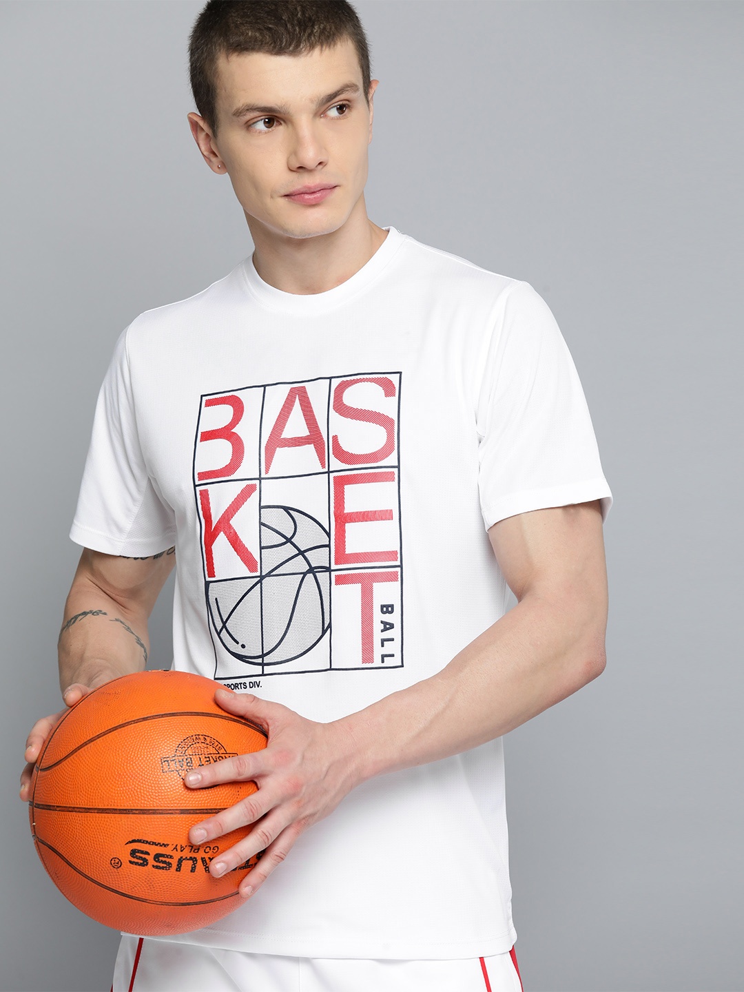 

HRX by Hrithik Roshan Typography Printed Rapid-Dry Basketball T-shirt, White
