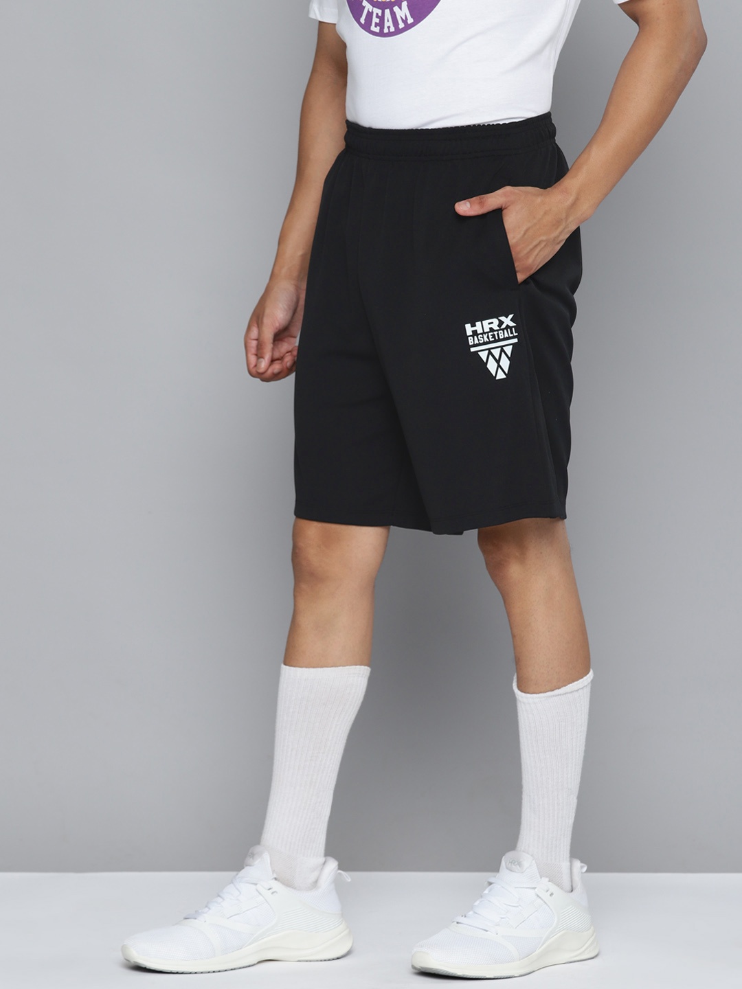 

HRX by Hrithik Roshan Men Rapid-Dry High-Rise Basket Ball Shorts, Black