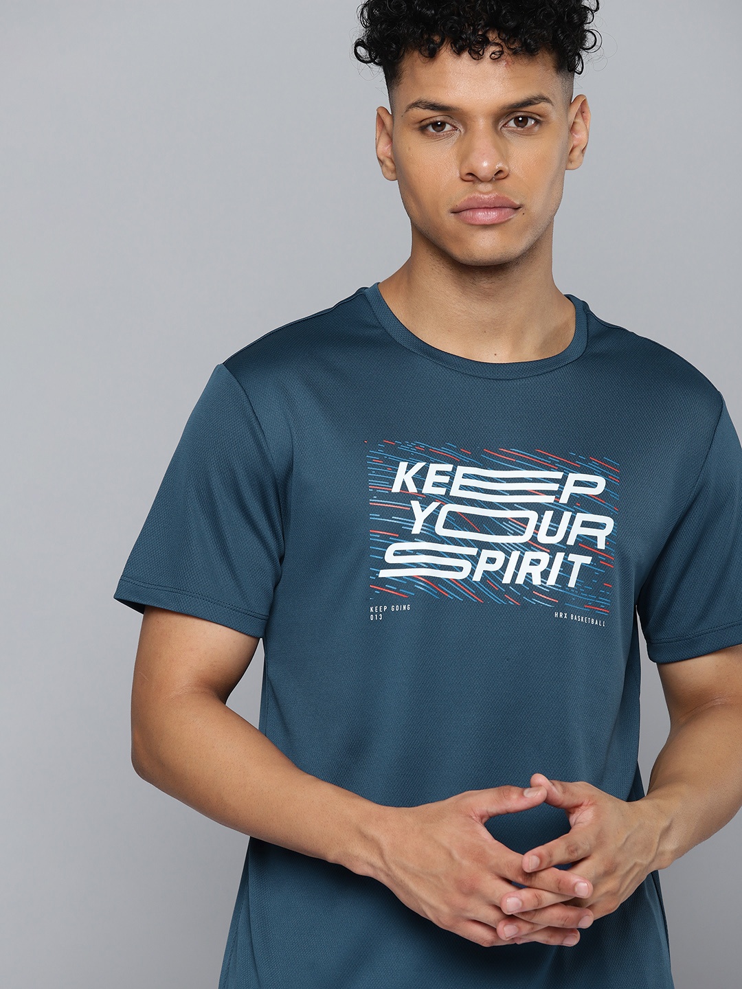 

HRX by Hrithik Roshan Men Basketball Typography Printed T-shirt, Teal