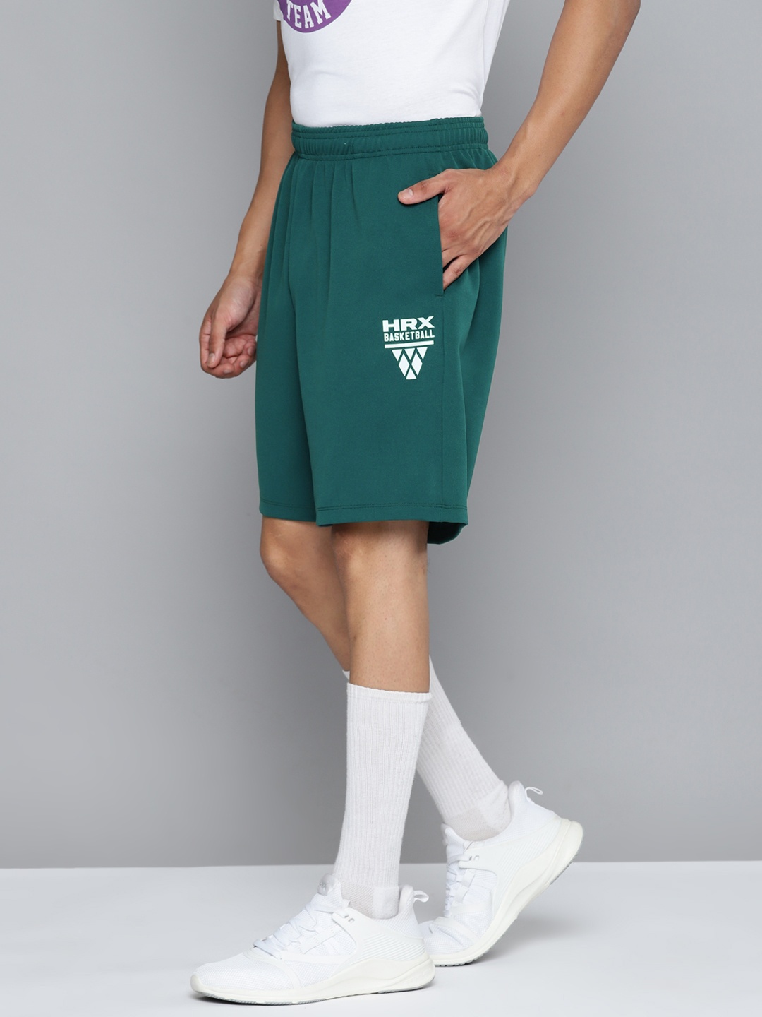 

HRX by Hrithik Roshan Men Rapid-Dry High-Rise Basket Ball Shorts, Green