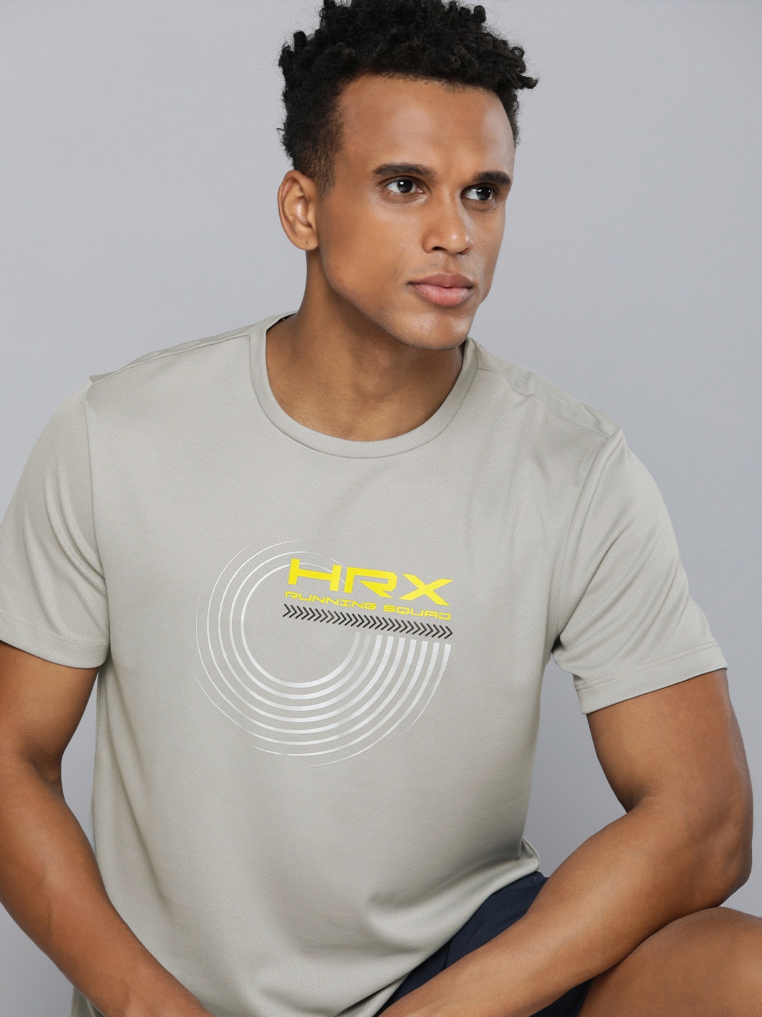 

HRX by Hrithik Roshan Brand Logo Printed T-shirt, Grey