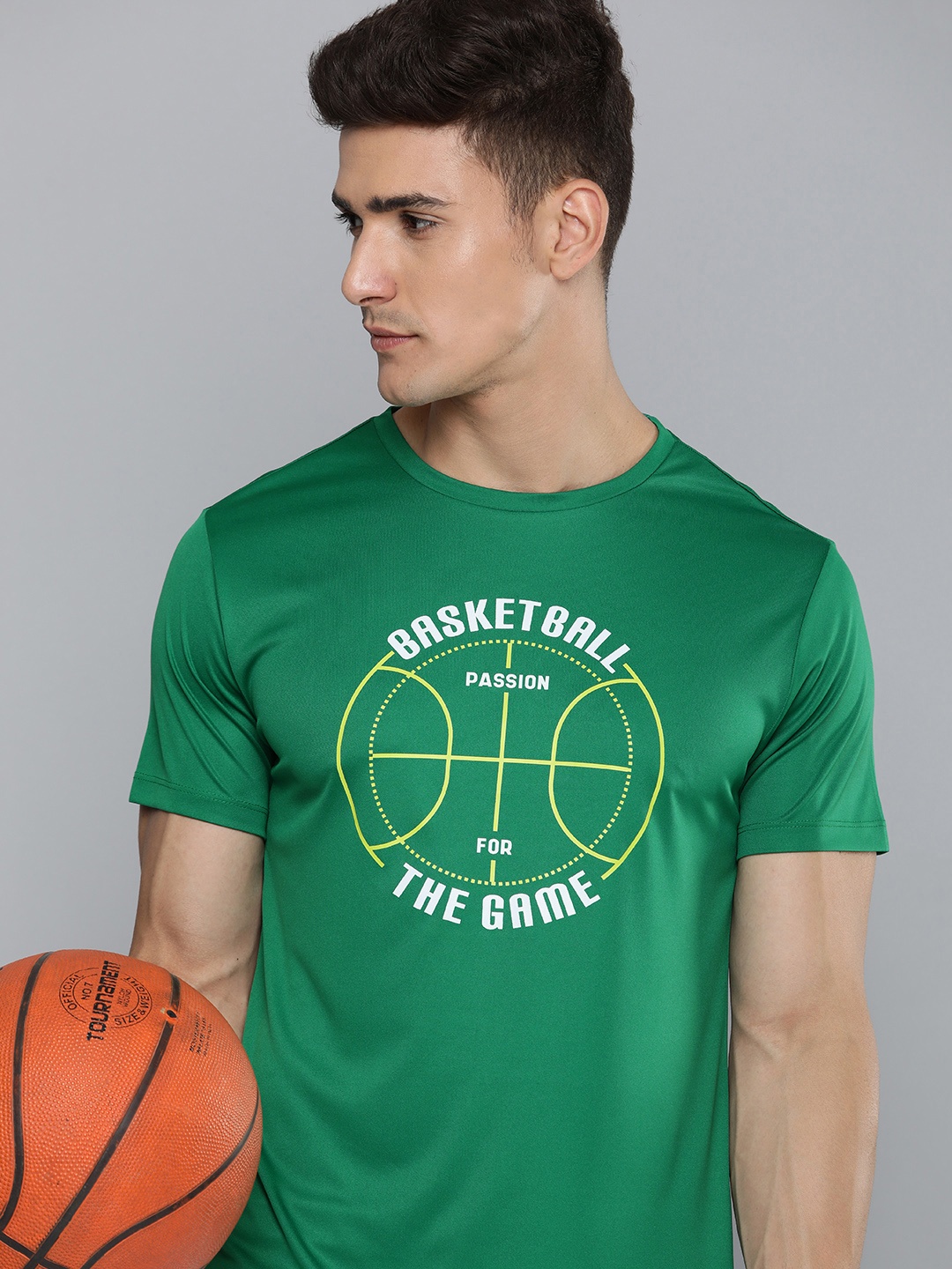 

HRX by Hrithik Roshan Men Rapid Dry Printed Basket Ball T-shirt, Green