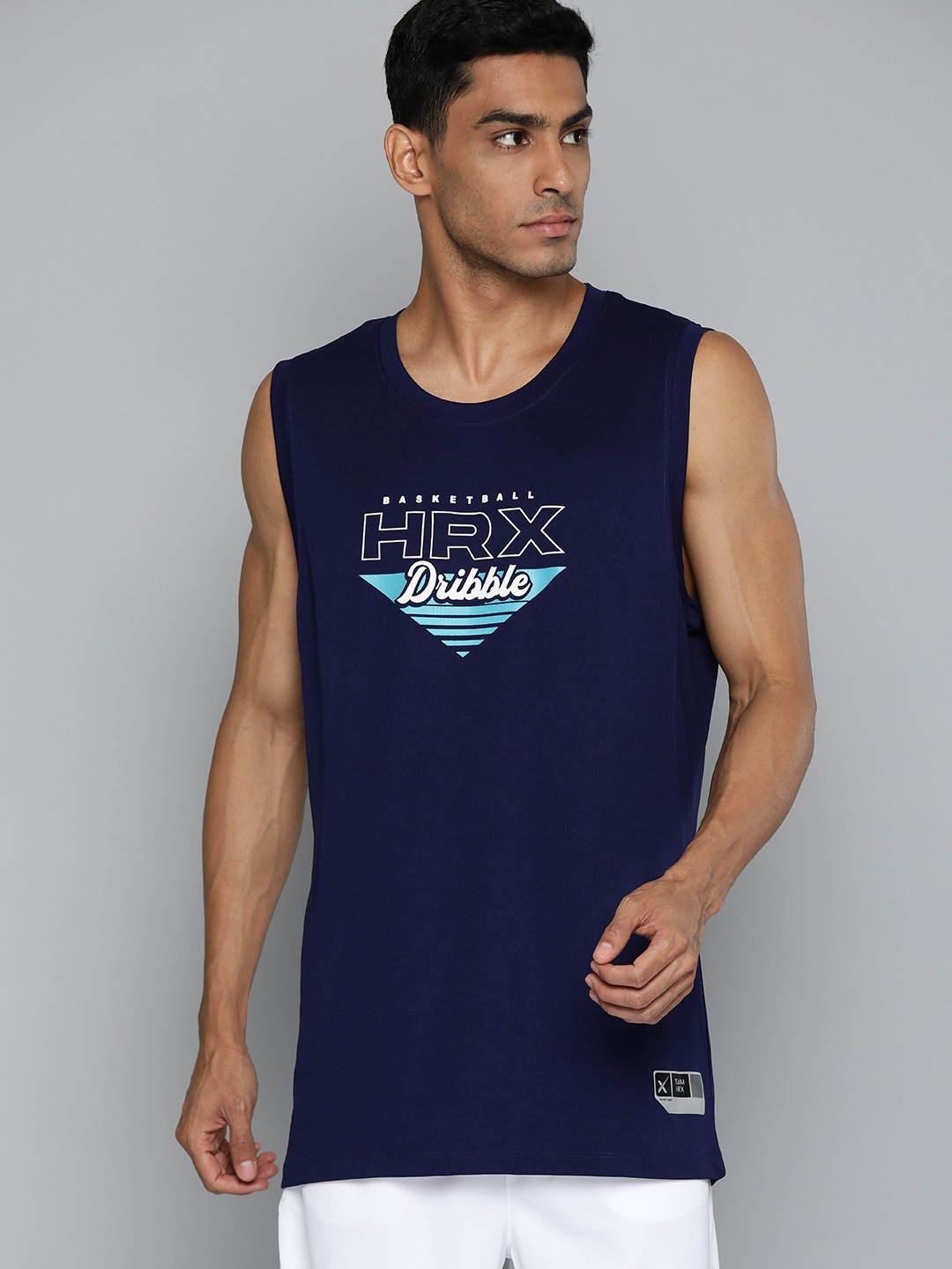 

HRX by Hrithik Roshan Rapid-Dry Antimicrobial Finish Printed Sports T-shirt, Blue