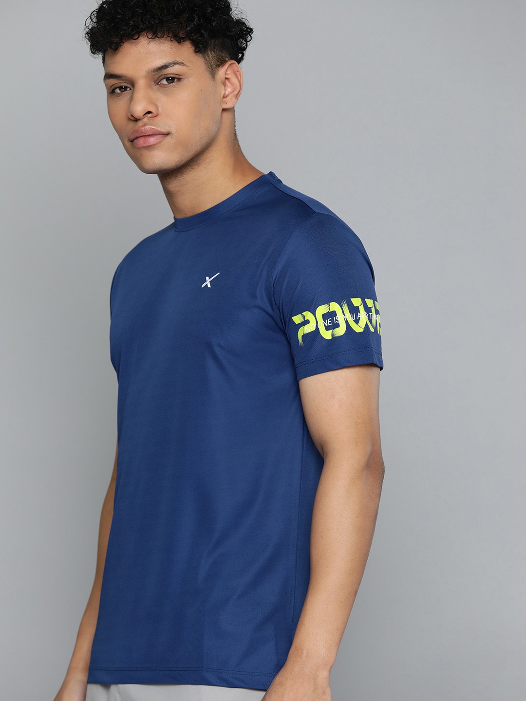 

HRX by Hrithik Roshan Printed Detail Rapid-Dry Training T-shirt, Blue