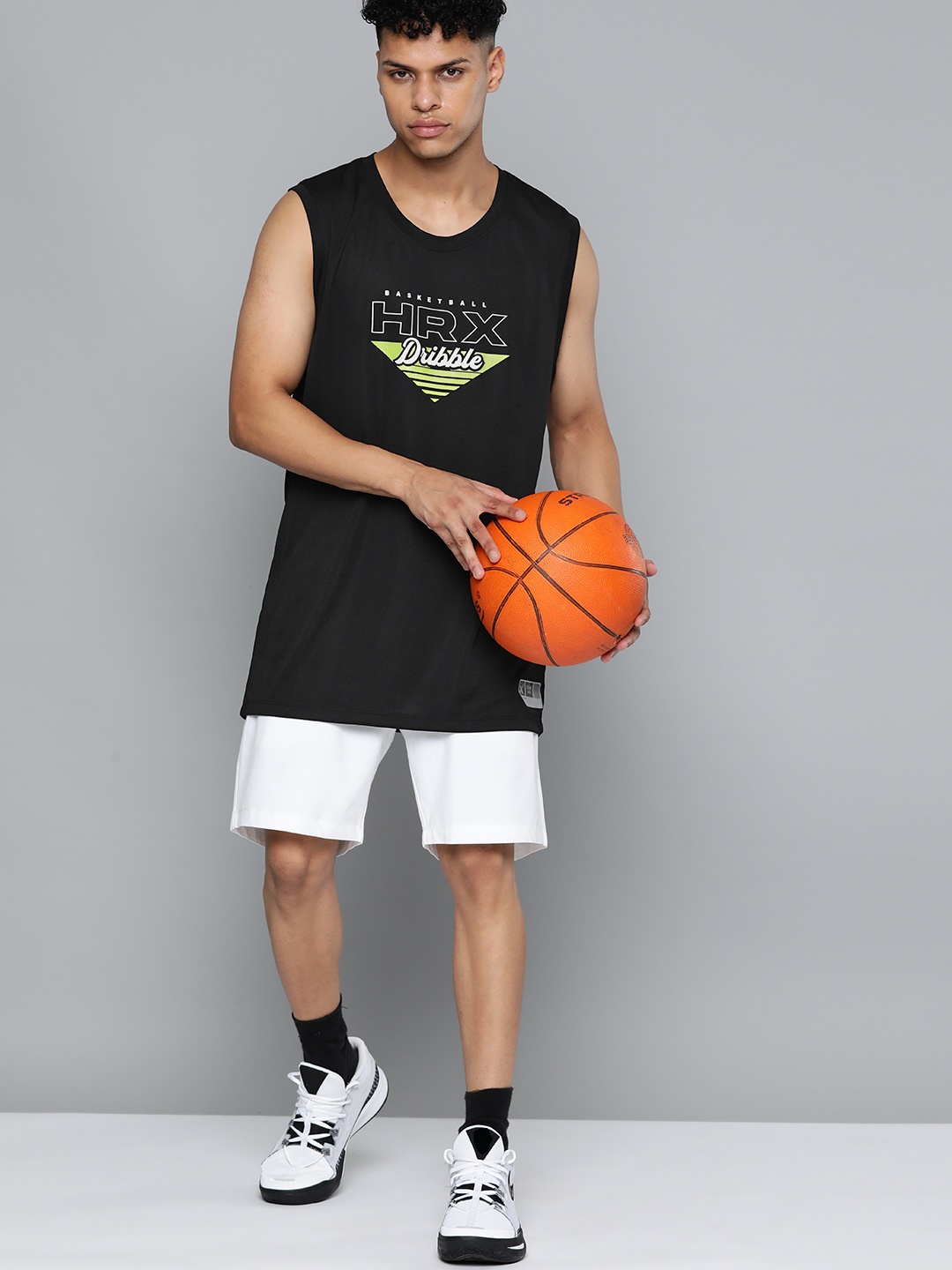

HRX by Hrithik Roshan Printed Rapid-Dry Basketball T-shirt, Black