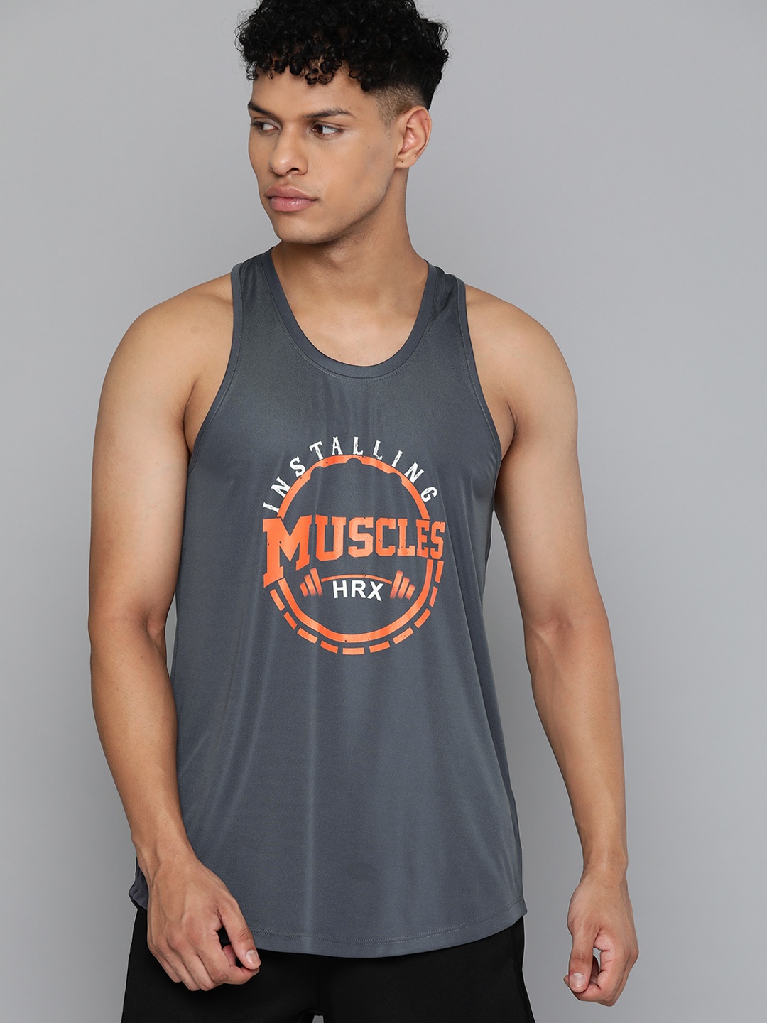 

HRX by Hrithik Roshan Typography Printed T-shirt, Grey