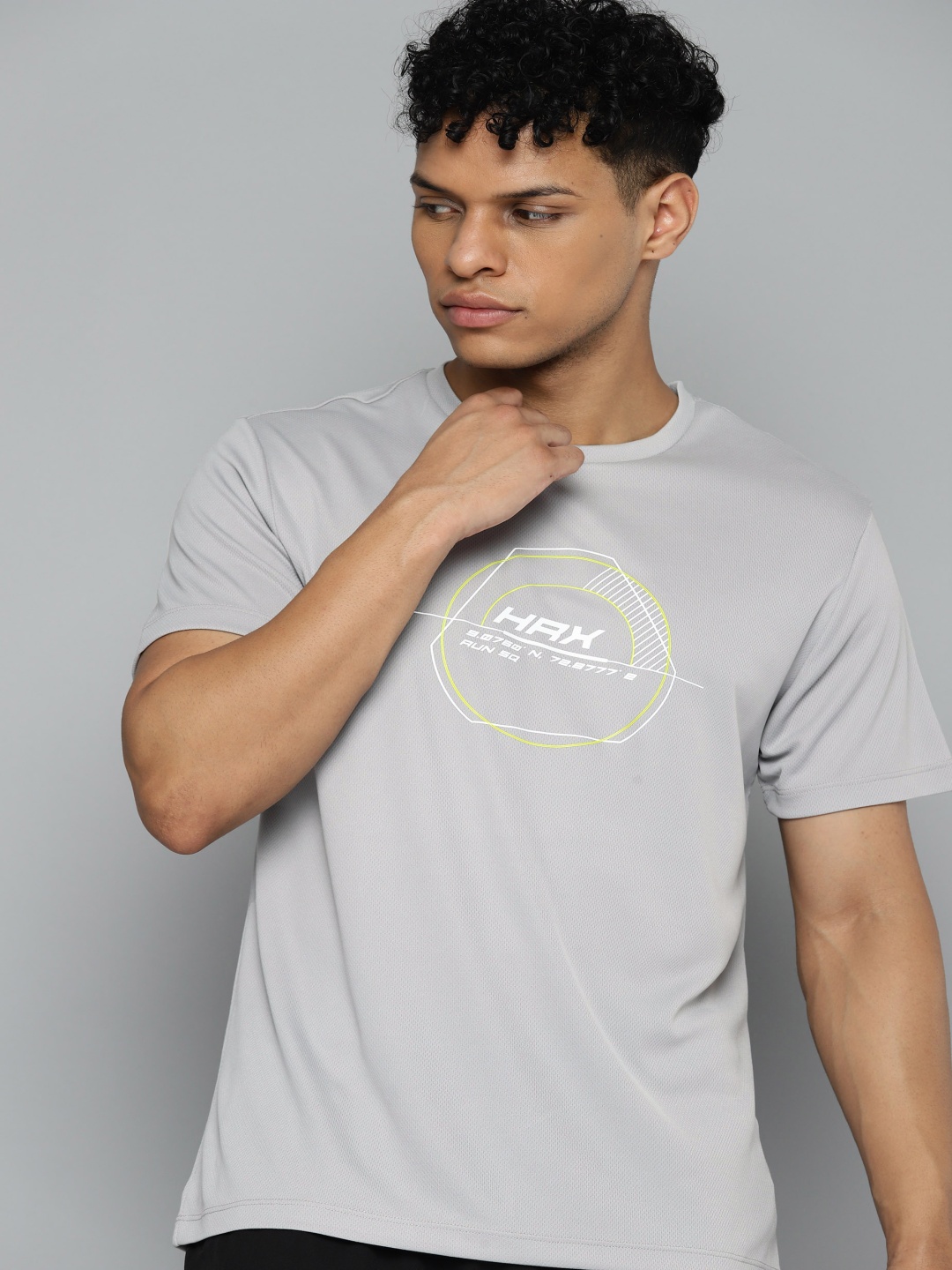 

HRX by Hrithik Roshan Brand Logo Printed Rapid Dry T-shirt, Grey