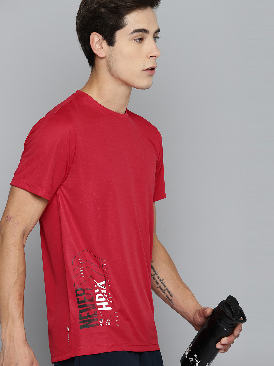 

HRX by Hrithik Roshan Printed Rapid-Dry Training T-shirt, Maroon