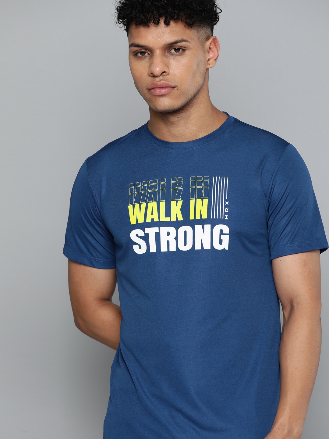 

HRX by Hrithik Roshan Typography Printed Training T-shirt, Blue