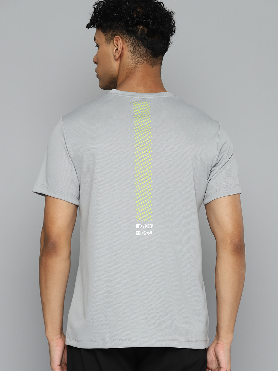 

HRX by Hrithik Roshan Brand Logo Printed Rapid Dry T-shirt, Grey