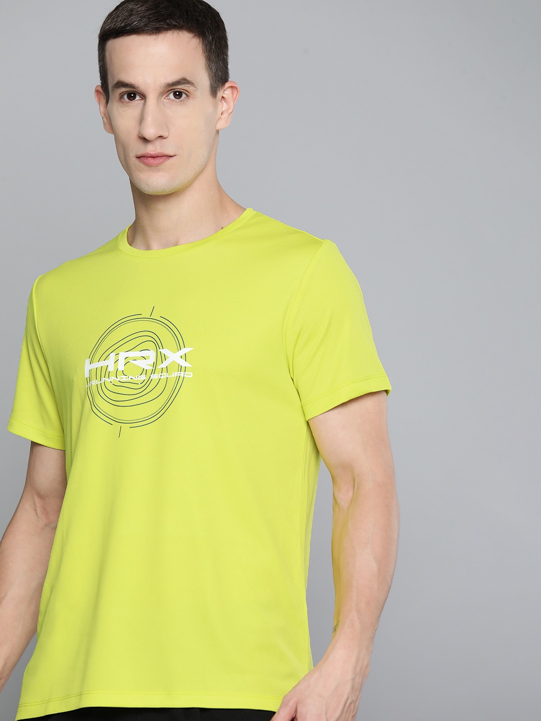 

HRX by Hrithik Roshan Men Brand Logo Running Rapid-Dry T-shirt with Reflective Detail, Lime green