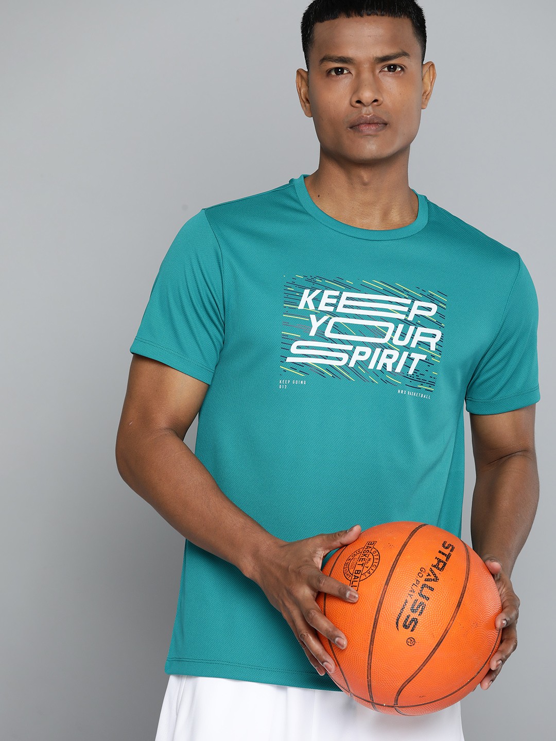 

HRX by Hrithik Roshan Men Typography Printed Rapid-Dry Basketball T-shirt, Teal