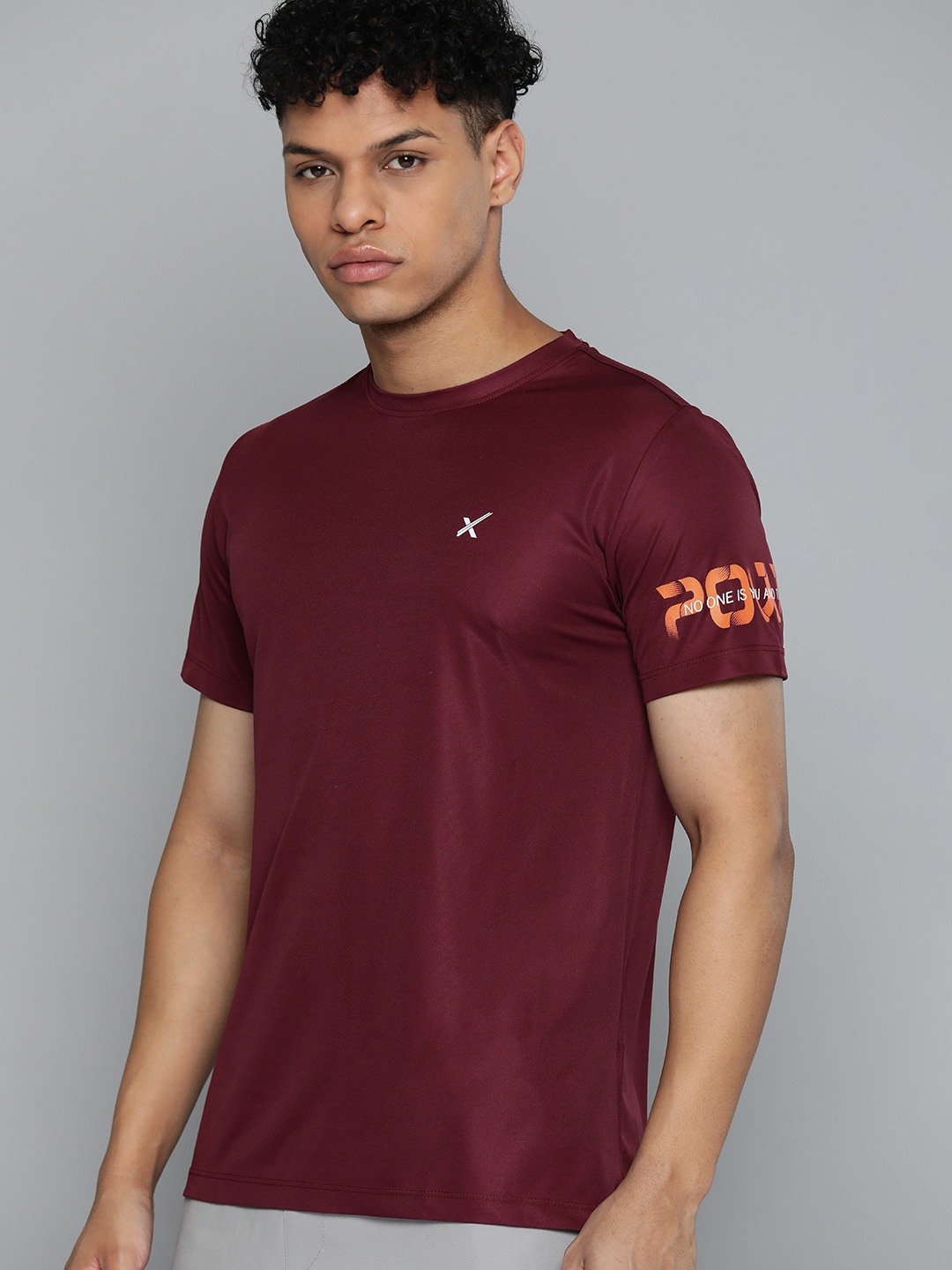 

HRX by Hrithik Roshan Printed Detail Rapid-Dry Training T-shirt, Maroon