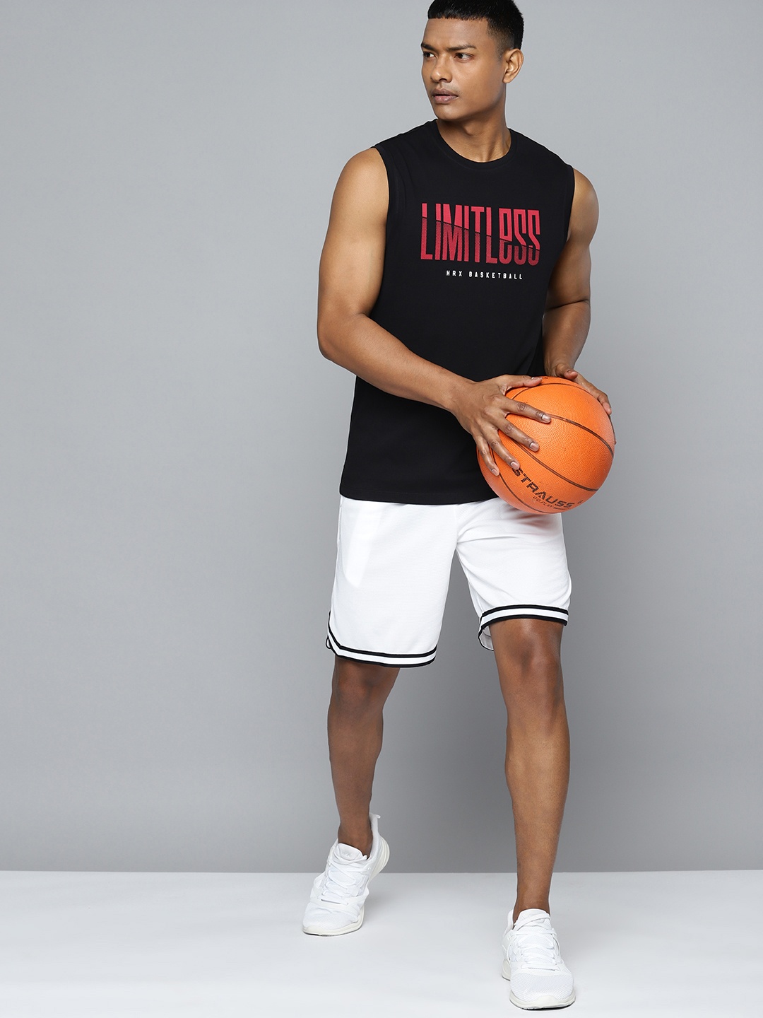 

HRX by Hrithik Roshan Printed Pure Cotton Basketball T-shirt, Black