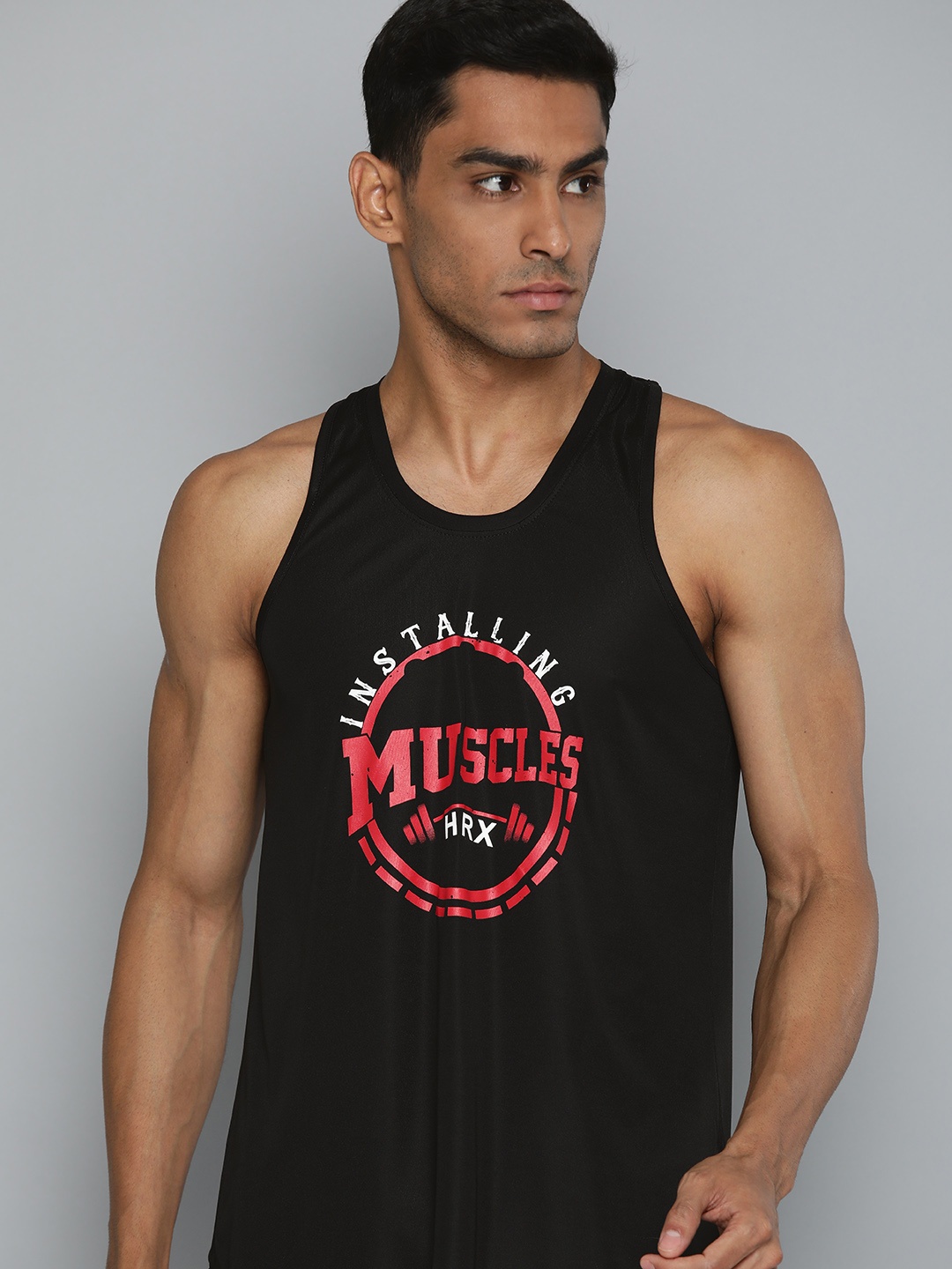 

HRX by Hrithik Roshan Typography Printed Rapid-Dry Training T-shirt, Black