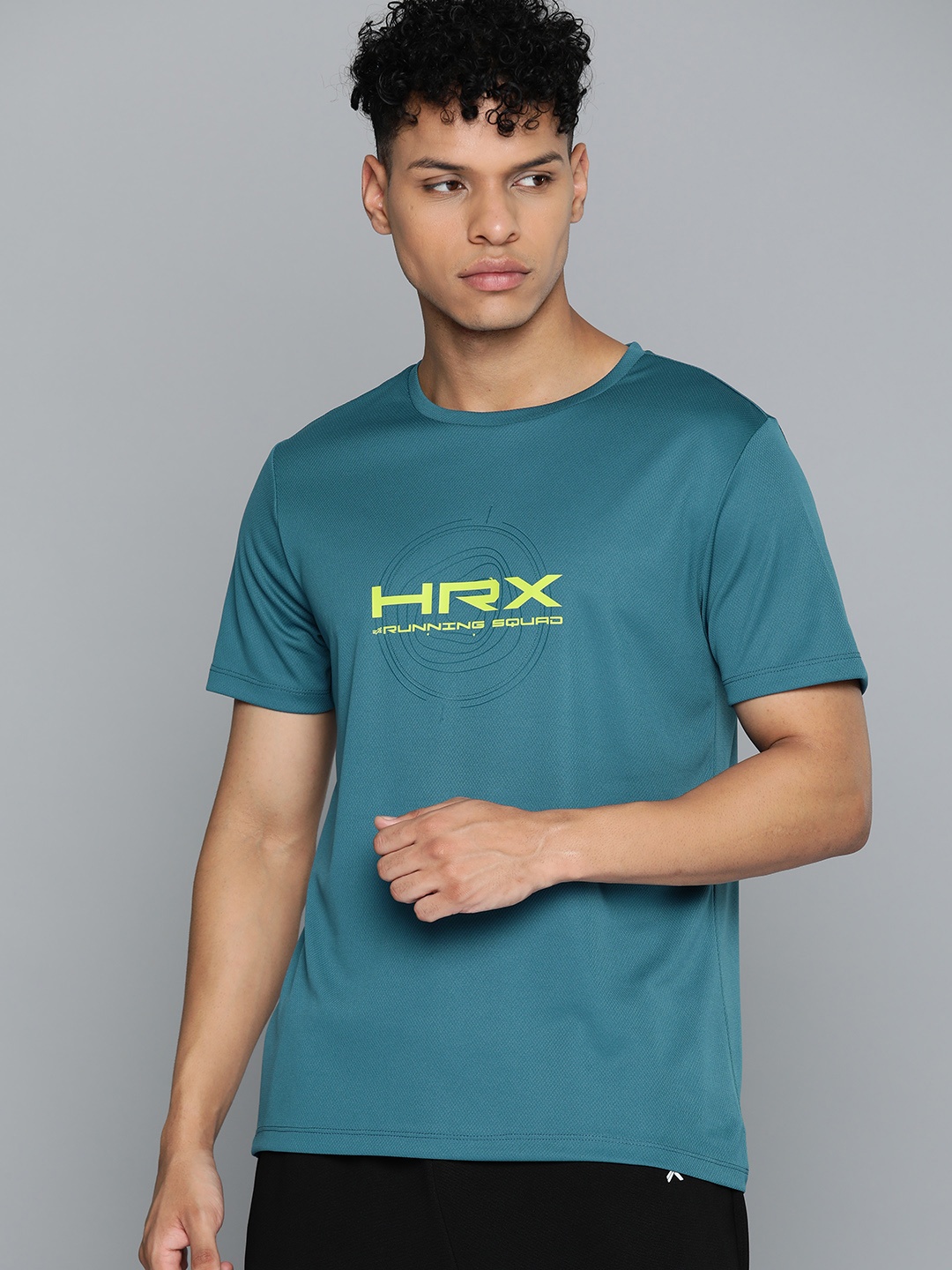 

HRX by Hrithik Roshan Brand Logo Printed Rapid-Dry Running T-shirt, Teal