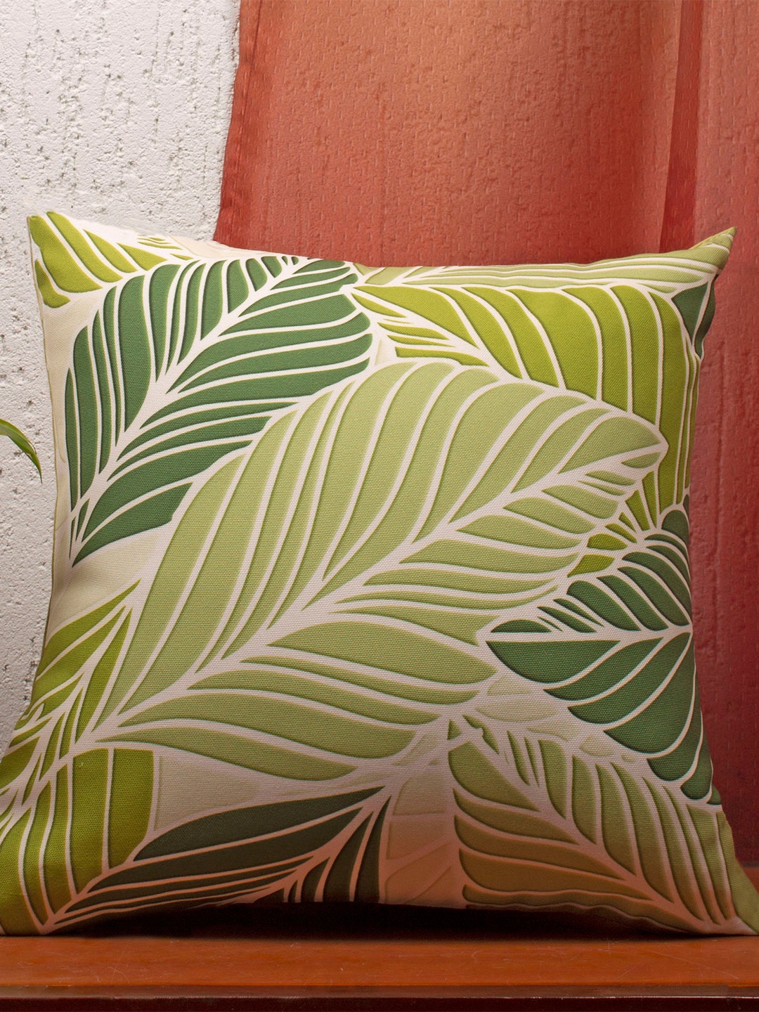 

ZEBA Green & White Quirky Square Cushion Cover