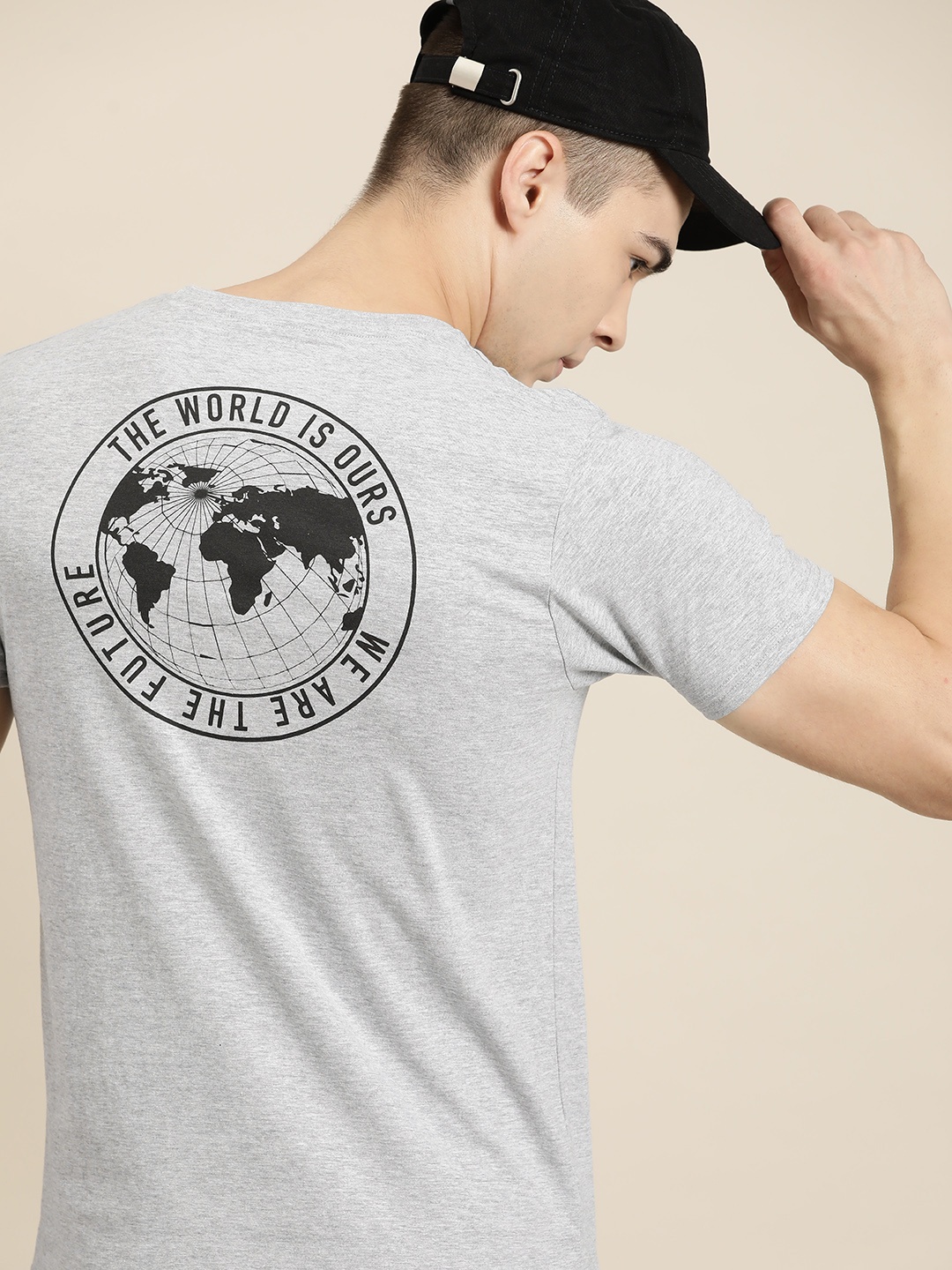 

Moda Rapido Back Print Pure Cotton T-shirt, Grey melange