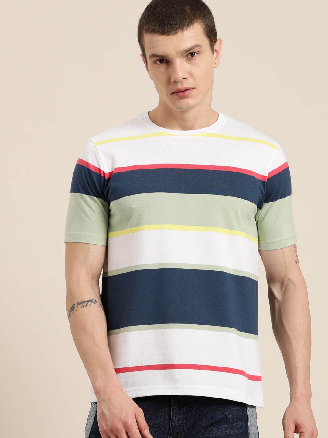 

Moda Rapido Men Striped T-shirt, Blue