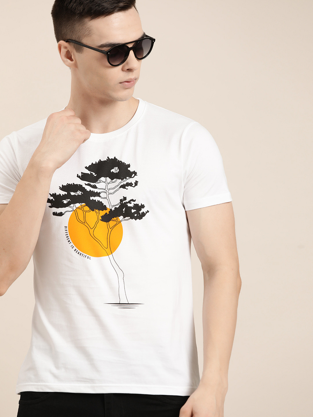 

Moda Rapido Printed Pure Cotton T-shirt, White