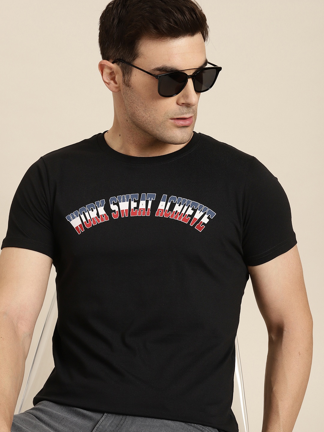

Moda Rapido Printed Pure Cotton T-shirt, Black