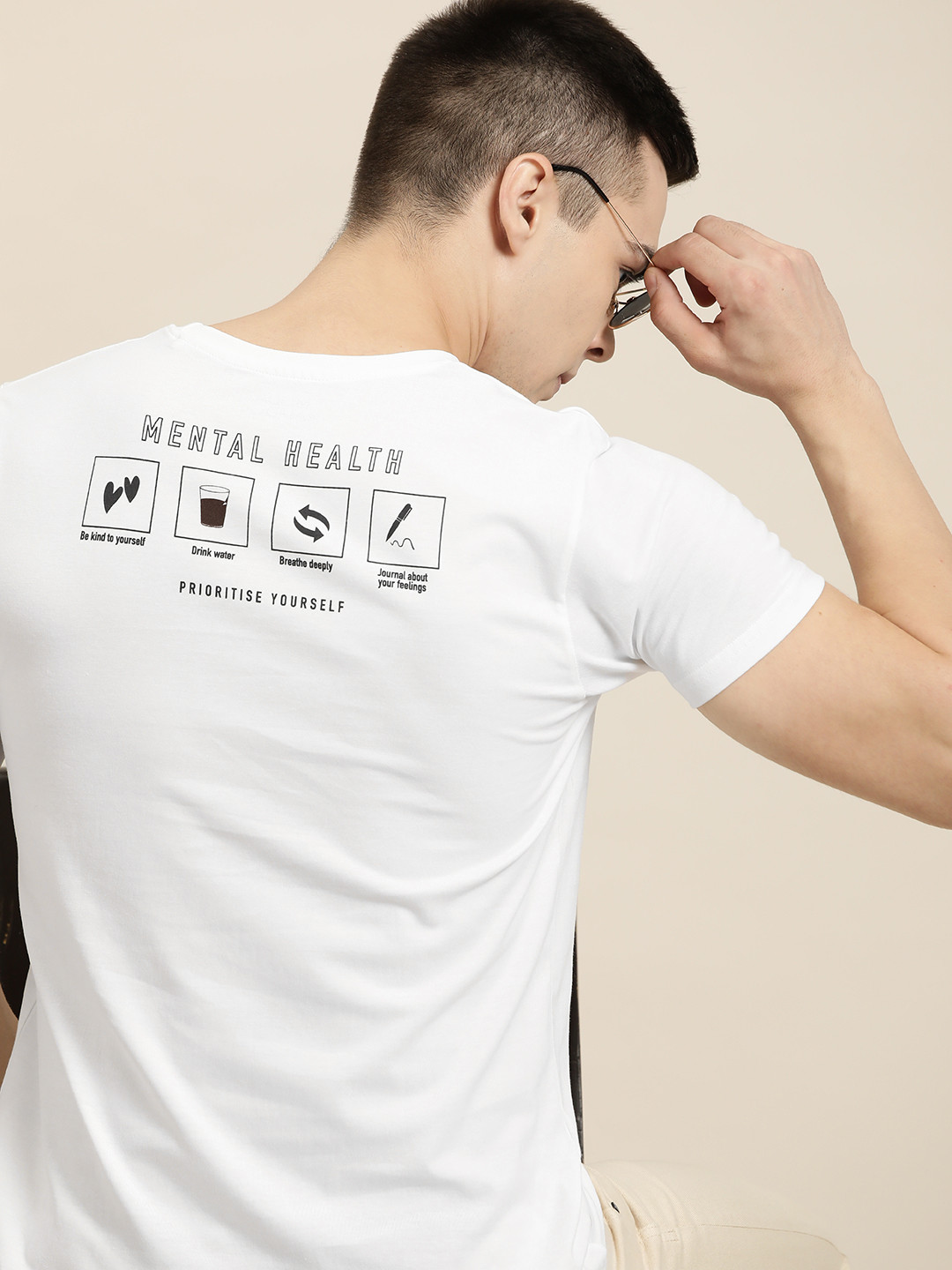 

Moda Rapido Printed Pure Cotton T-shirt, White