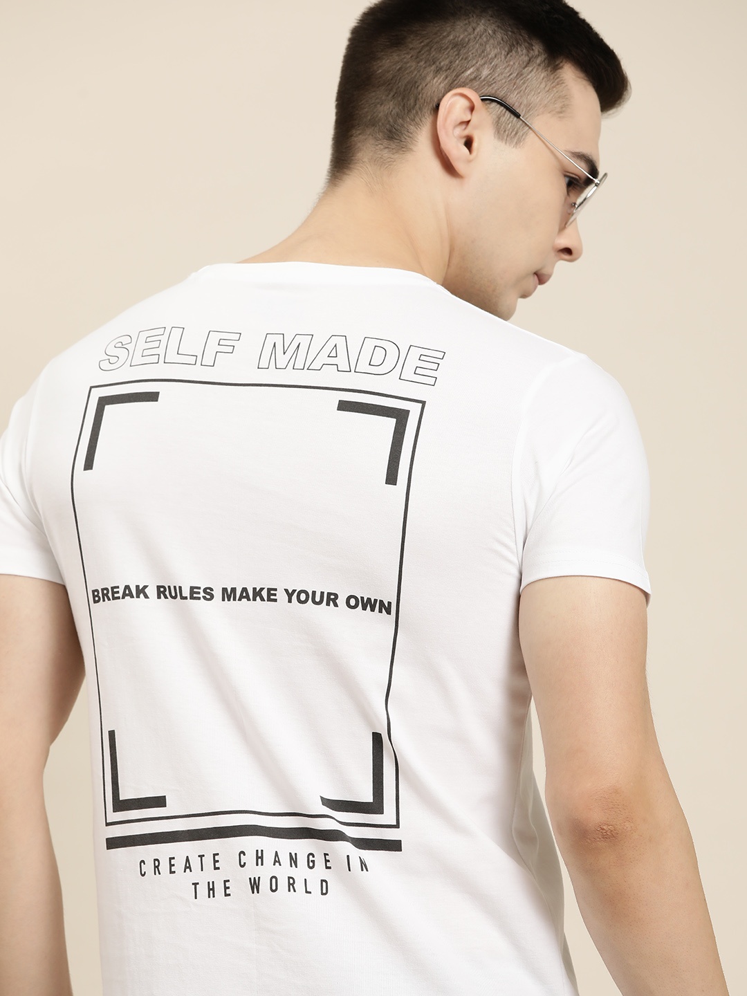 

Moda Rapido Back Print Pure Cotton T-shirt, White