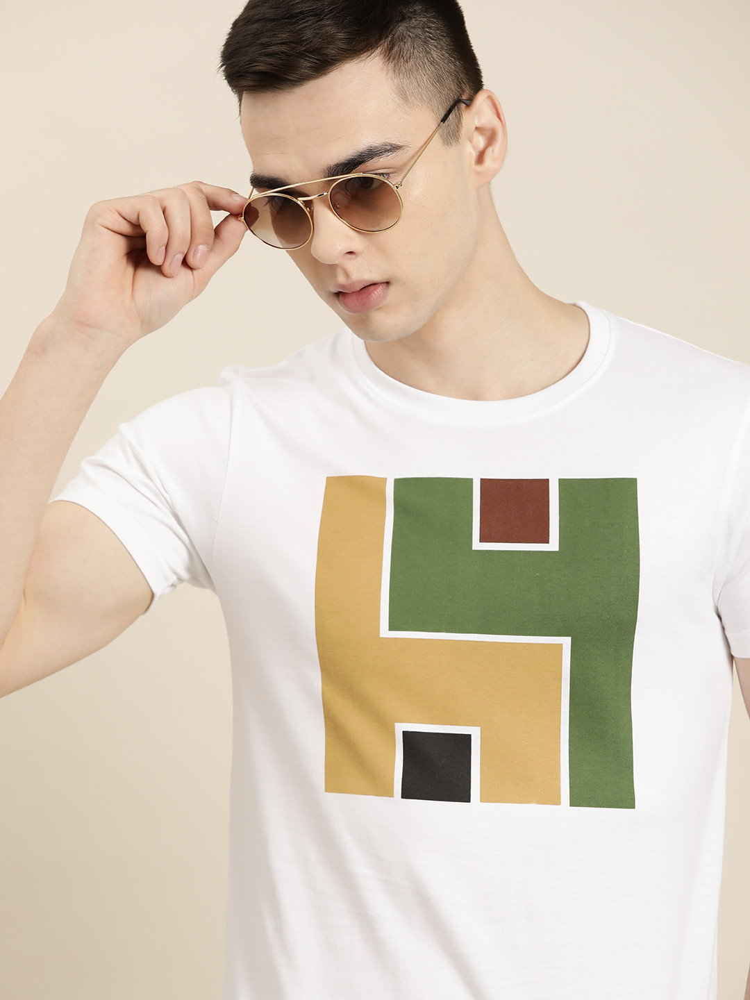 

Moda Rapido Printed Pure Cotton T-shirt, White