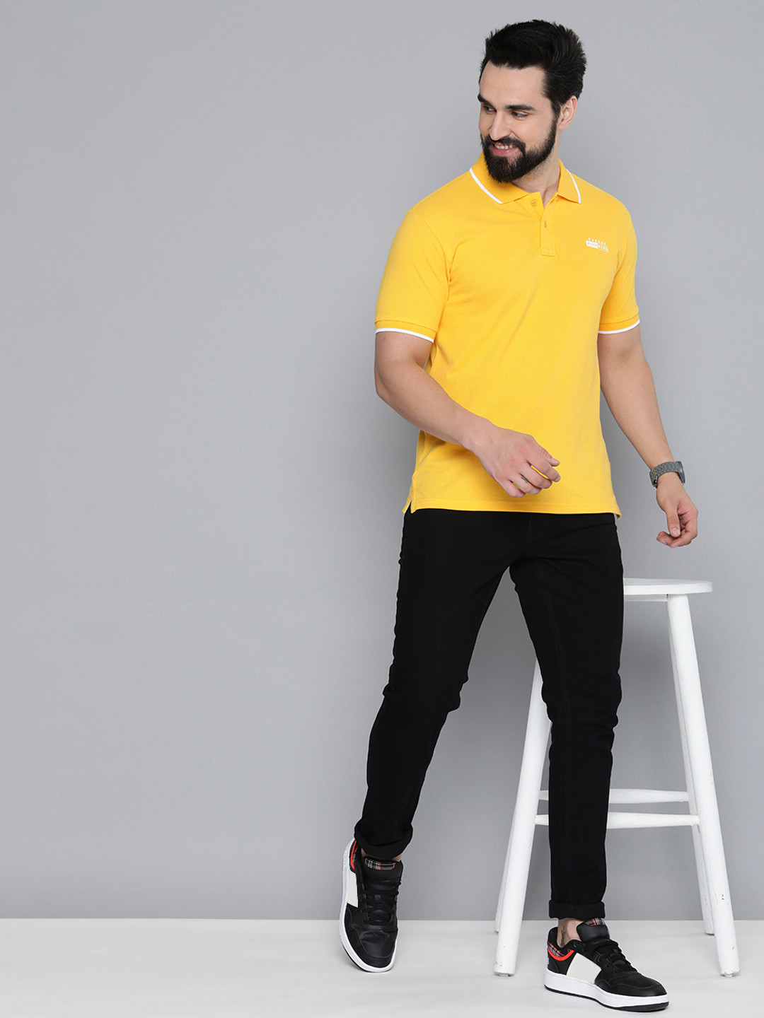 

HERE&NOW Polo Collar Pure Cotton T-shirt, Yellow