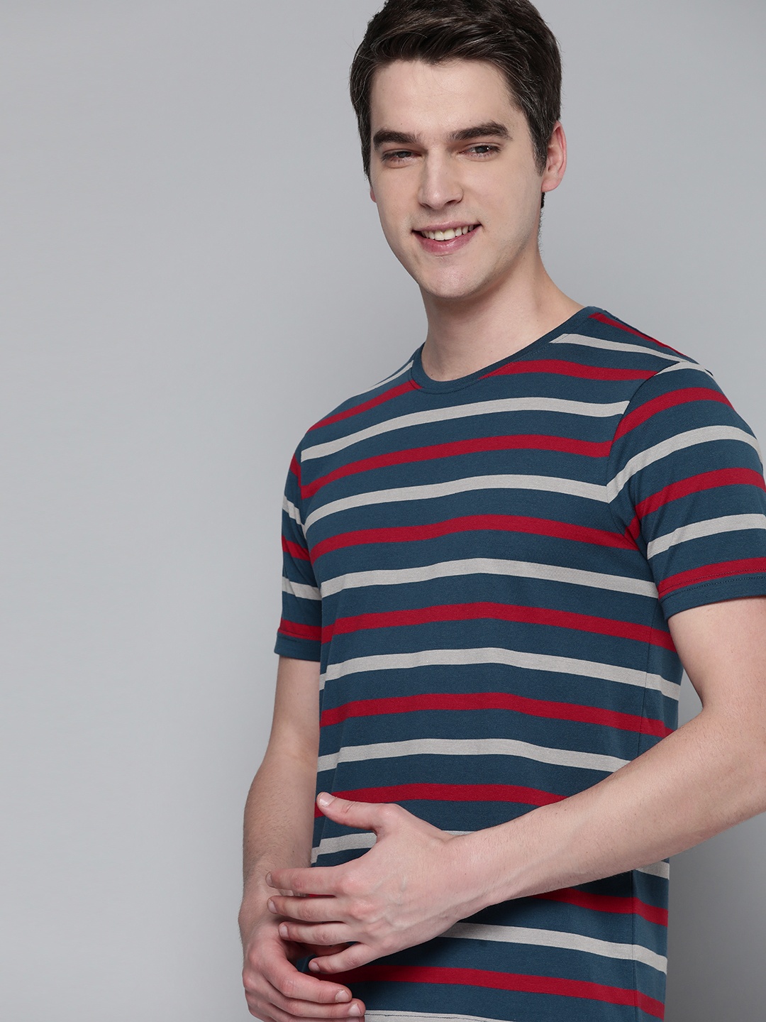 

HERE&NOW Men Striped T-shirt, Navy blue